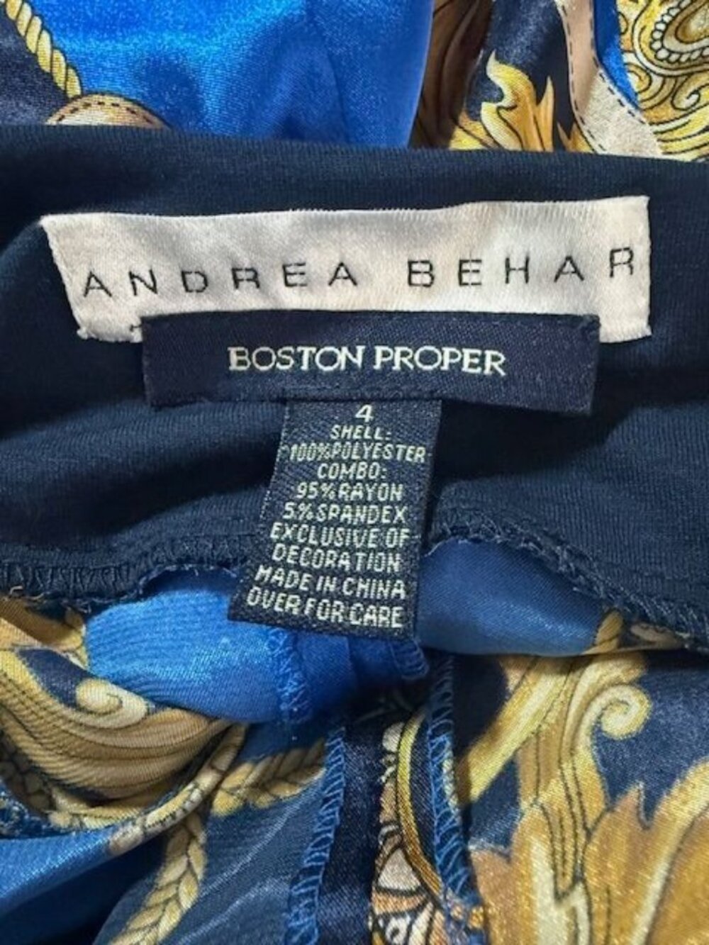Andrea Behar Boston Proper Scarf Print Gold Chain Strap A Line Dress - Size 4 - Picture 6 of 6